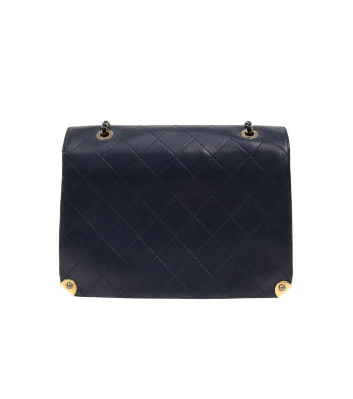 Chanel Navy Quilted CC Flap Shoulder Bag