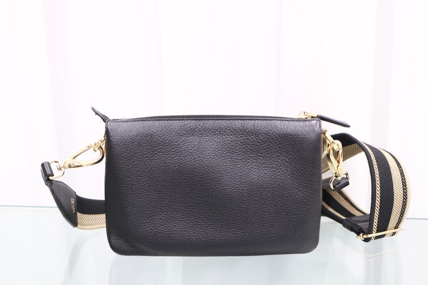 Gold Logo Triangle Leather Shoulder Bag 1BH194