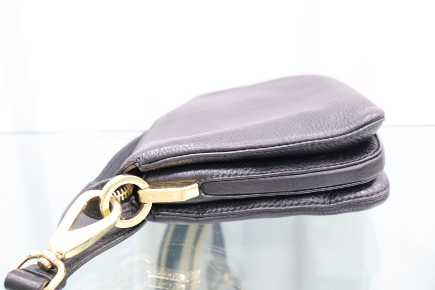 Gold Logo Triangle Leather Shoulder Bag 1BH194
