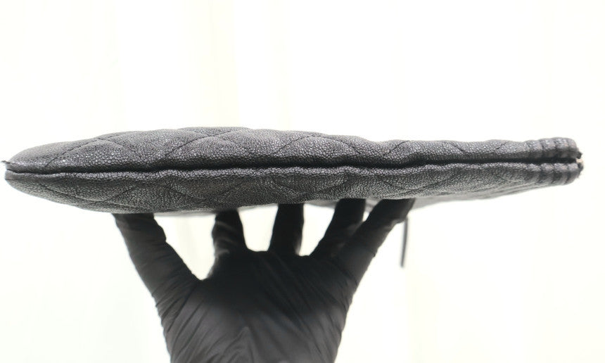 New Medium Silver Boy Clutch Black