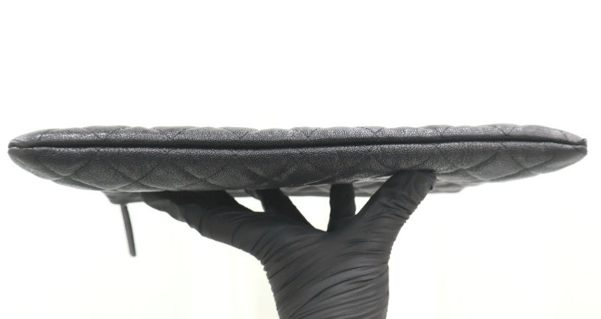 New Medium Silver Boy Clutch Black