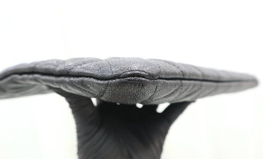 New Medium Silver Boy Clutch Black