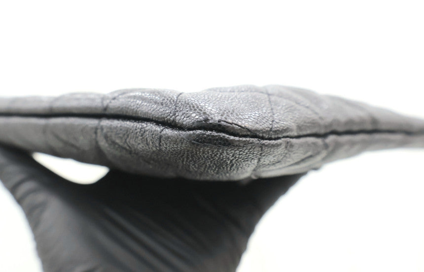 New Medium Silver Boy Clutch Black