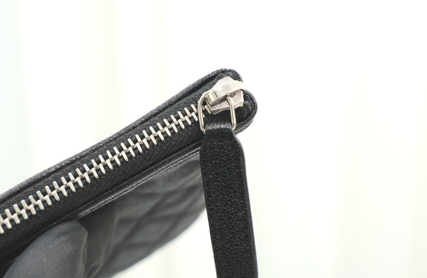 New Medium Silver Boy Clutch Black