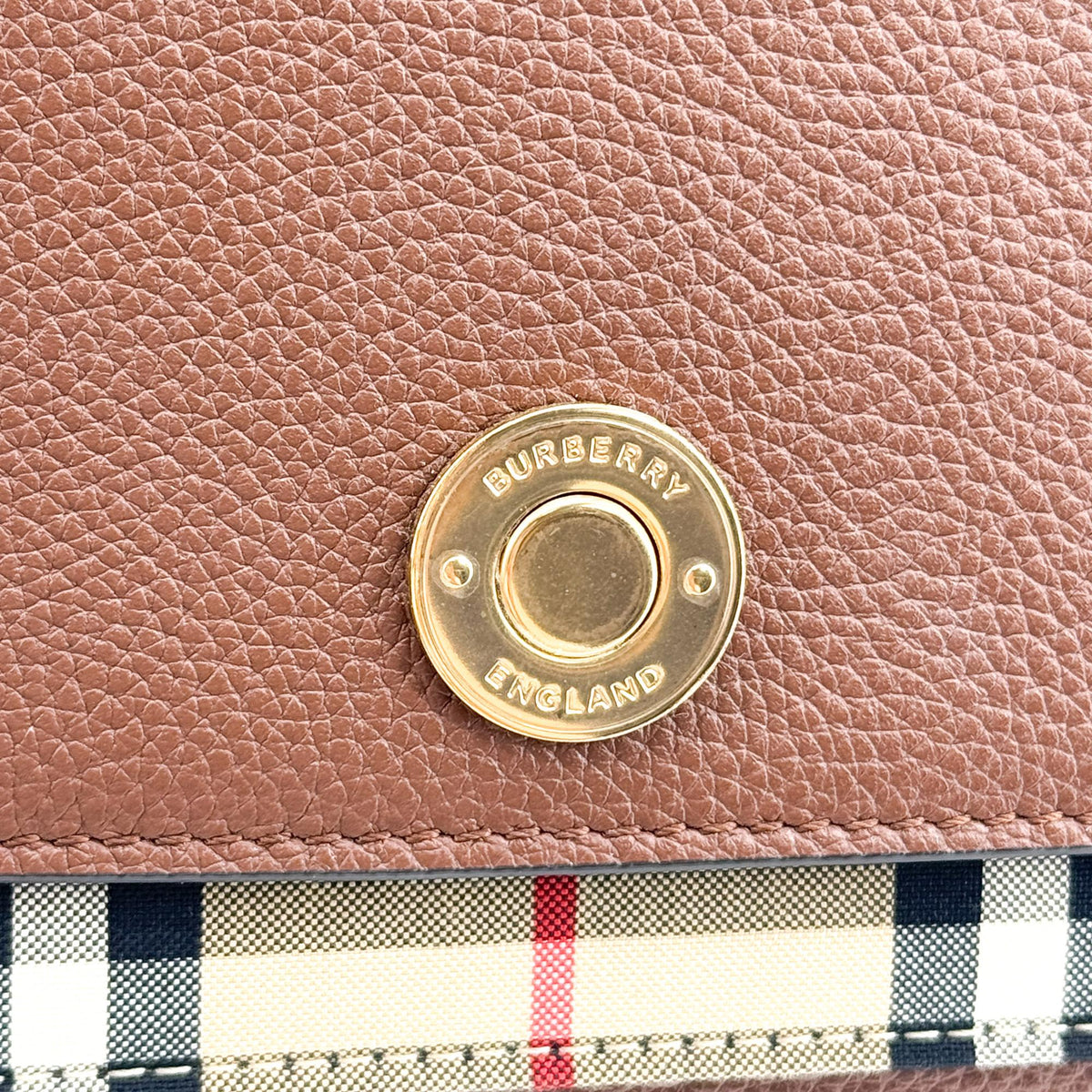 Burberry Vintage Check Leather Notebook Crossbody Bag Brown
