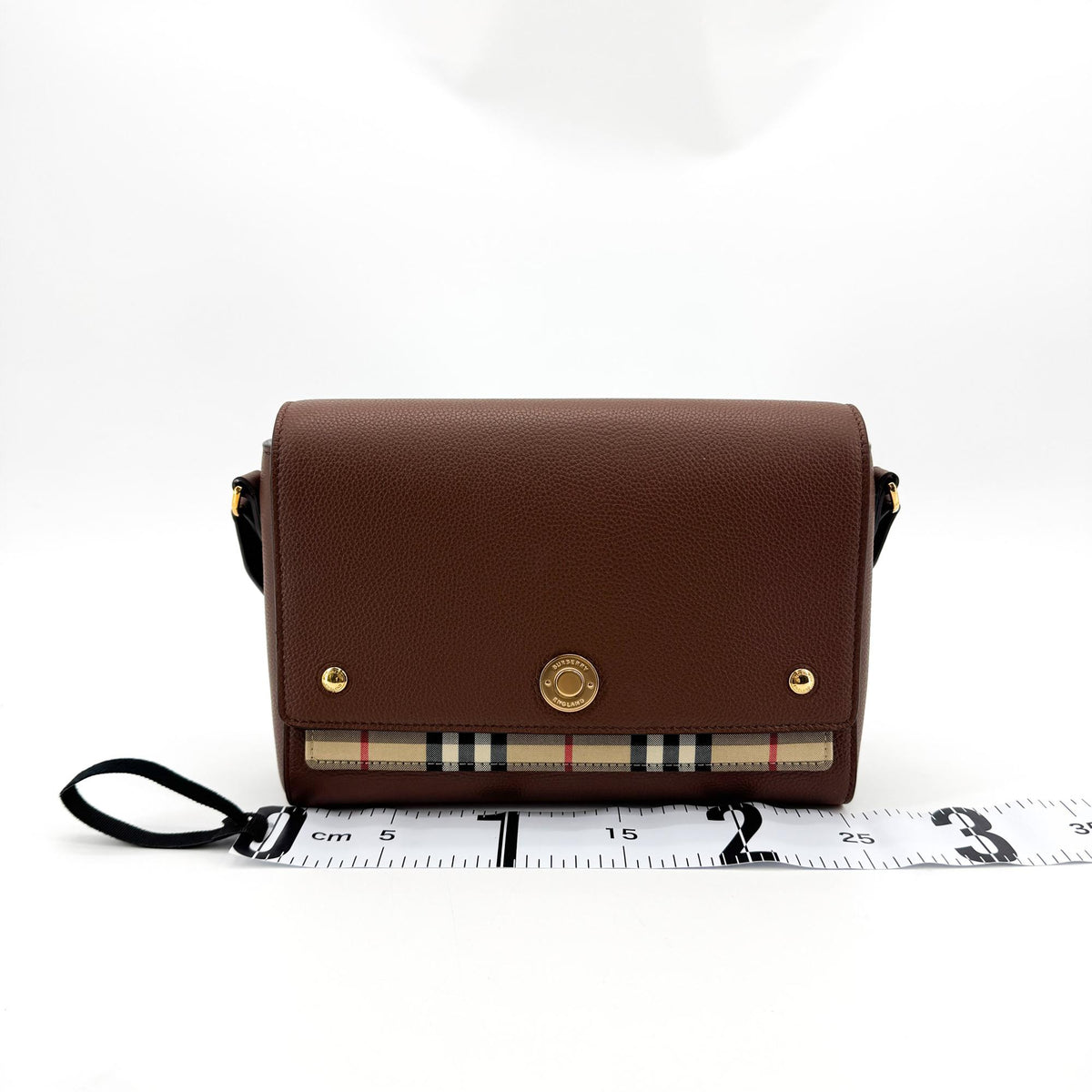 Burberry Vintage Check Leather Notebook Crossbody Bag Brown