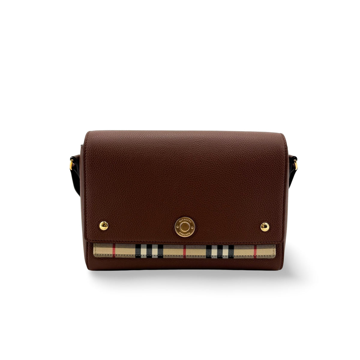 Burberry Vintage Check Leather Notebook Crossbody Bag Brown