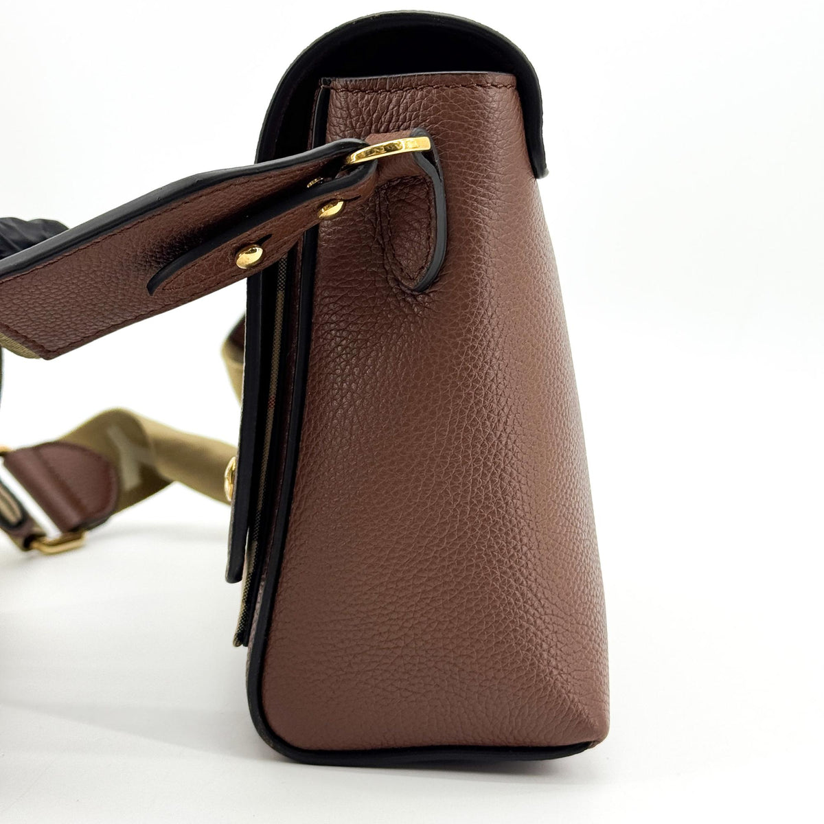 Burberry Vintage Check Leather Notebook Crossbody Bag Brown