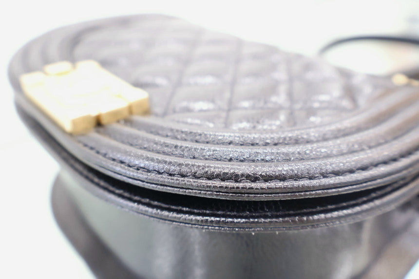 Boy Small Caviar Hobo Crossbody Bag Black Gold Hardware AS3350
