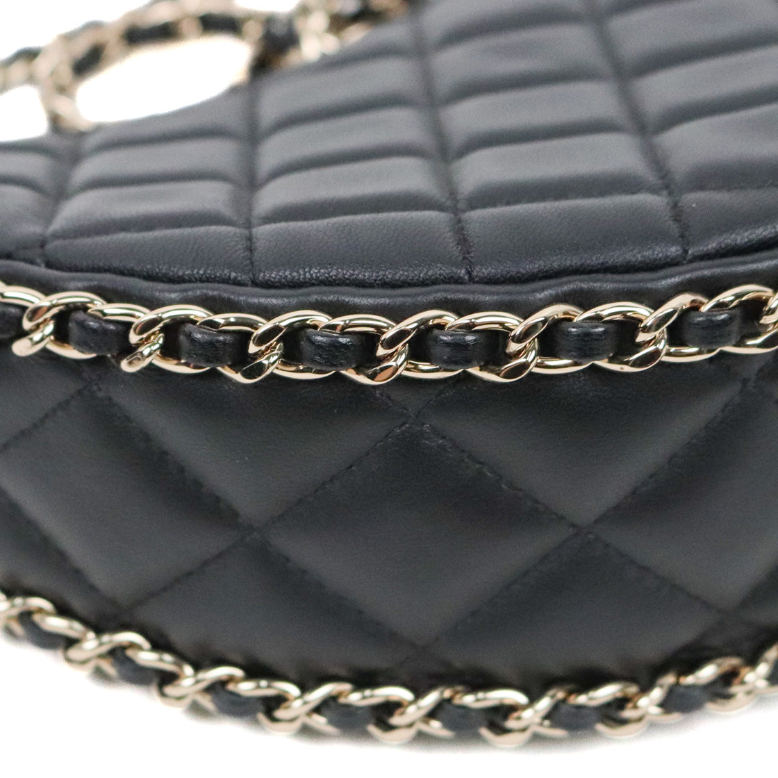 Chanel Black Lambskin Half-Moon Hobo Bag