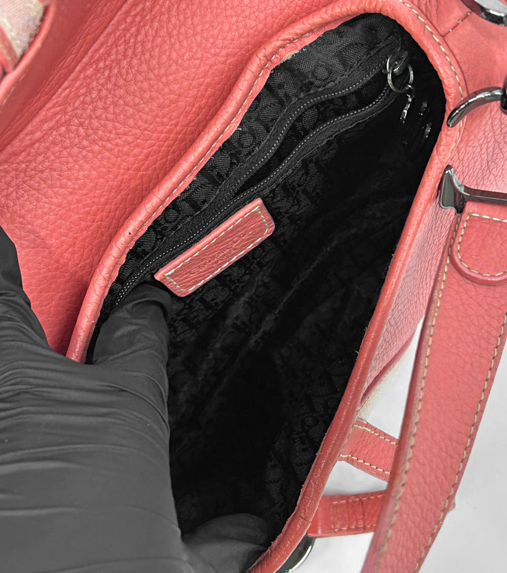 Dior Pink Leather Saddle Shoulder Bag