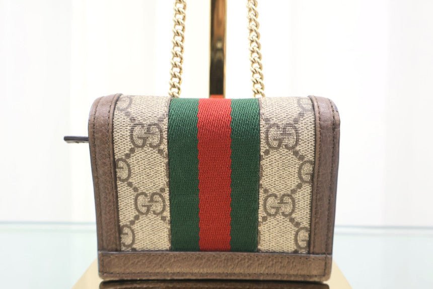 GG Supreme Ophidia Three-Stripe Web Chain Wallet Crossbody Bag 625711