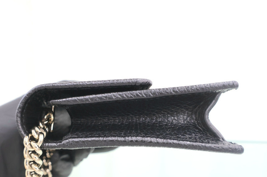 Interlocking GG Chain Mini Cross Shoulder Bag Black 615523