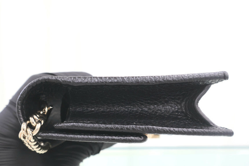 Interlocking GG Chain Mini Cross Shoulder Bag Black 615523