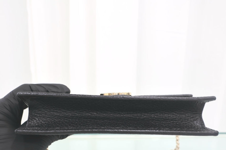 Interlocking GG Chain Mini Cross Shoulder Bag Black 615523
