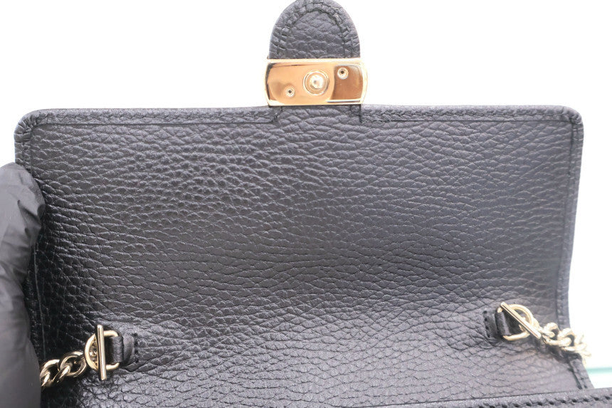Interlocking GG Chain Mini Cross Shoulder Bag Black 615523