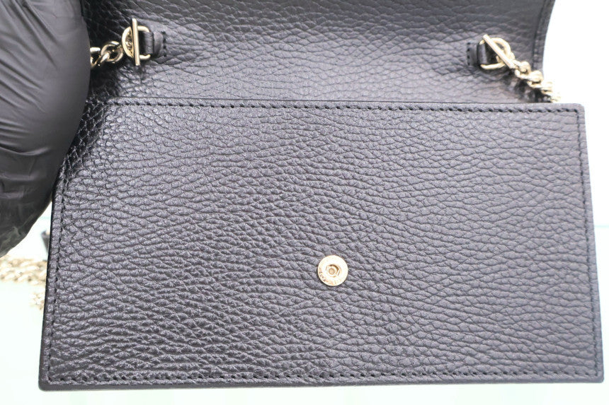 Interlocking GG Chain Mini Cross Shoulder Bag Black 615523