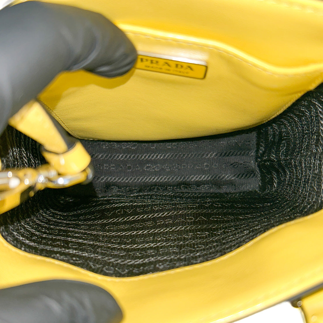 Prada Yellow Brushed Tote Bag