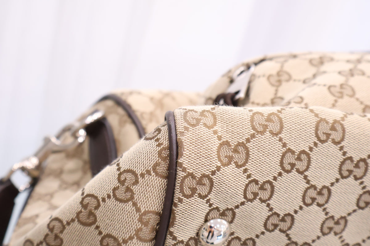Original Medium GG Canvas Duffle Boston Bag 802095