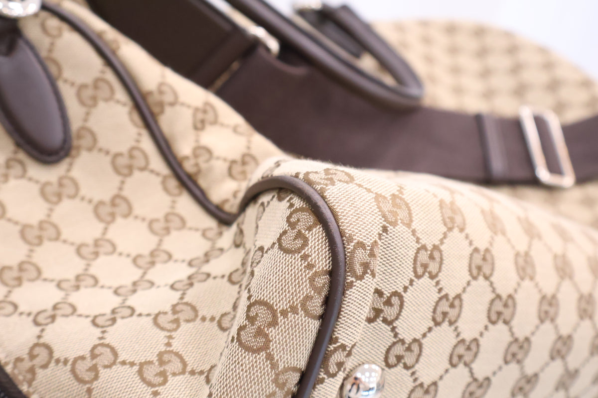 Original Medium GG Canvas Duffle Boston Bag 802095