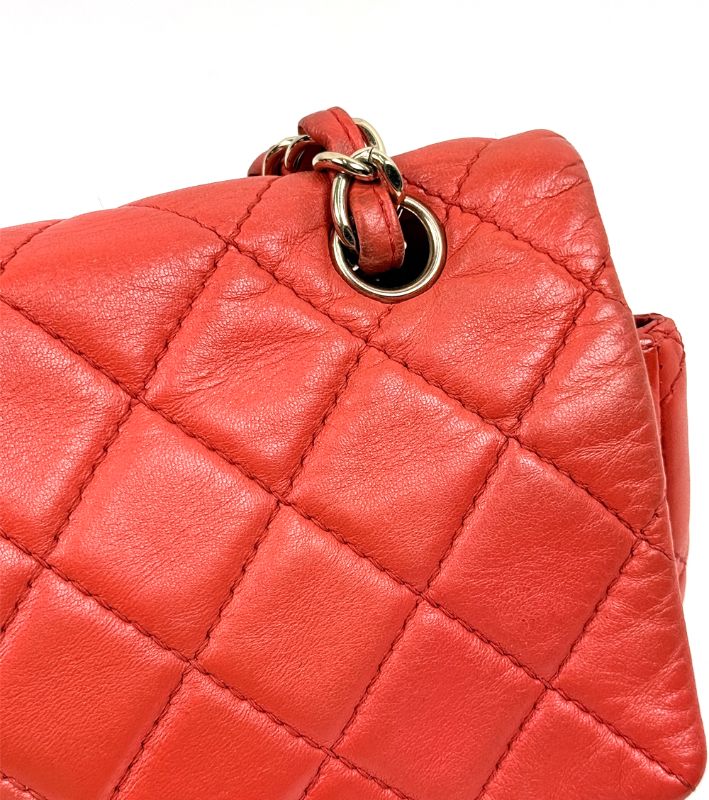 Chanel Orange Quilted CC Flap Chain Shoulder Bag