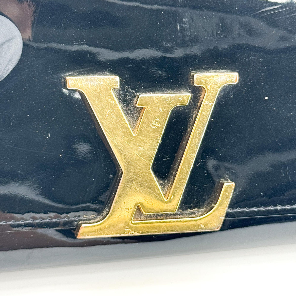 Louis Vuitton Louise Long Wallet Patent Black Gold Hardware