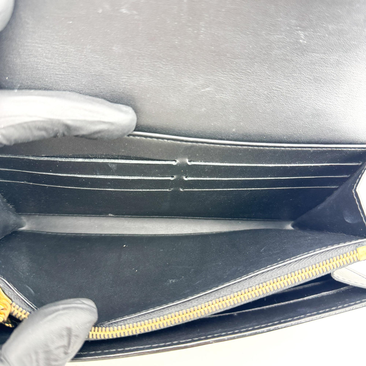 Louis Vuitton Louise Long Wallet Patent Black Gold Hardware