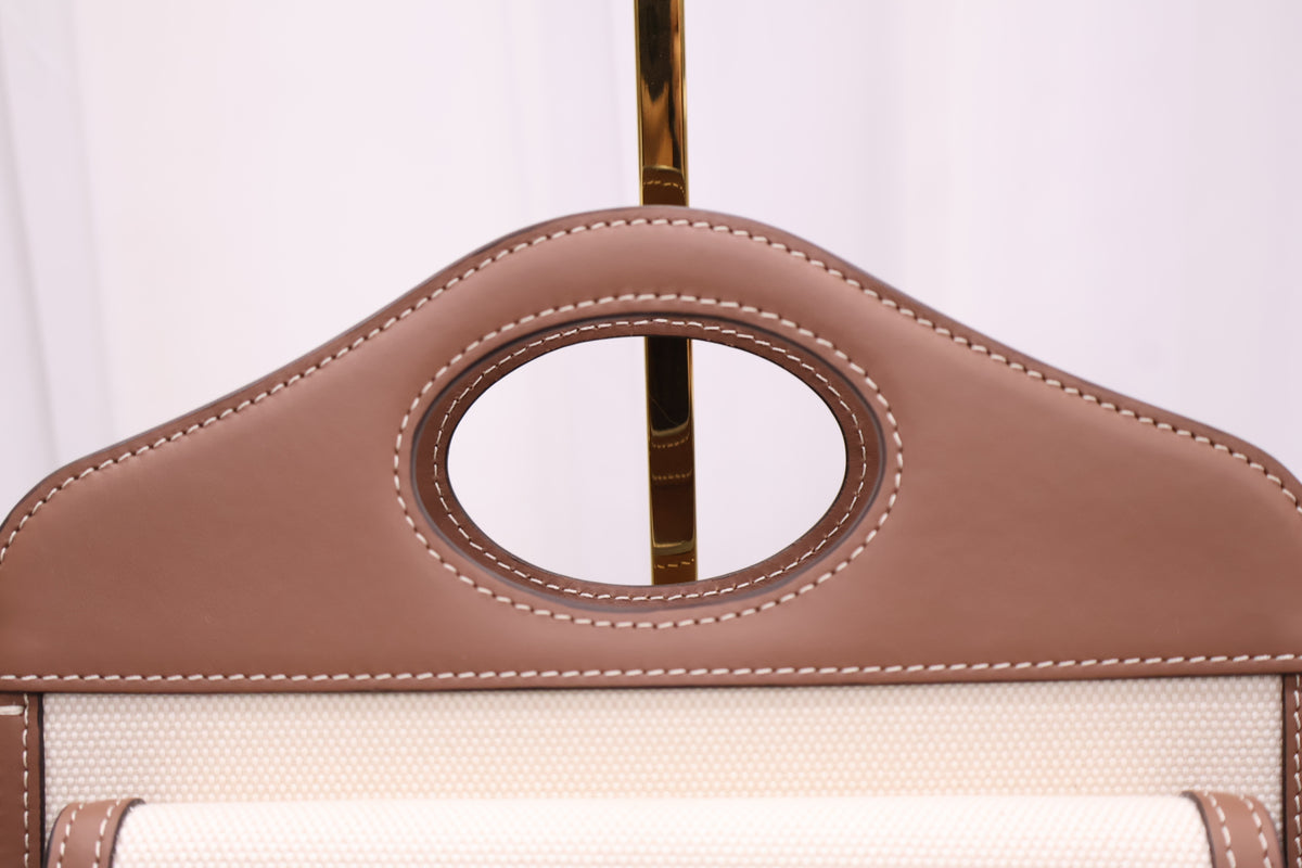 Two-tone Canvas Mini Pocket Tote Shoulder Bag 8039361