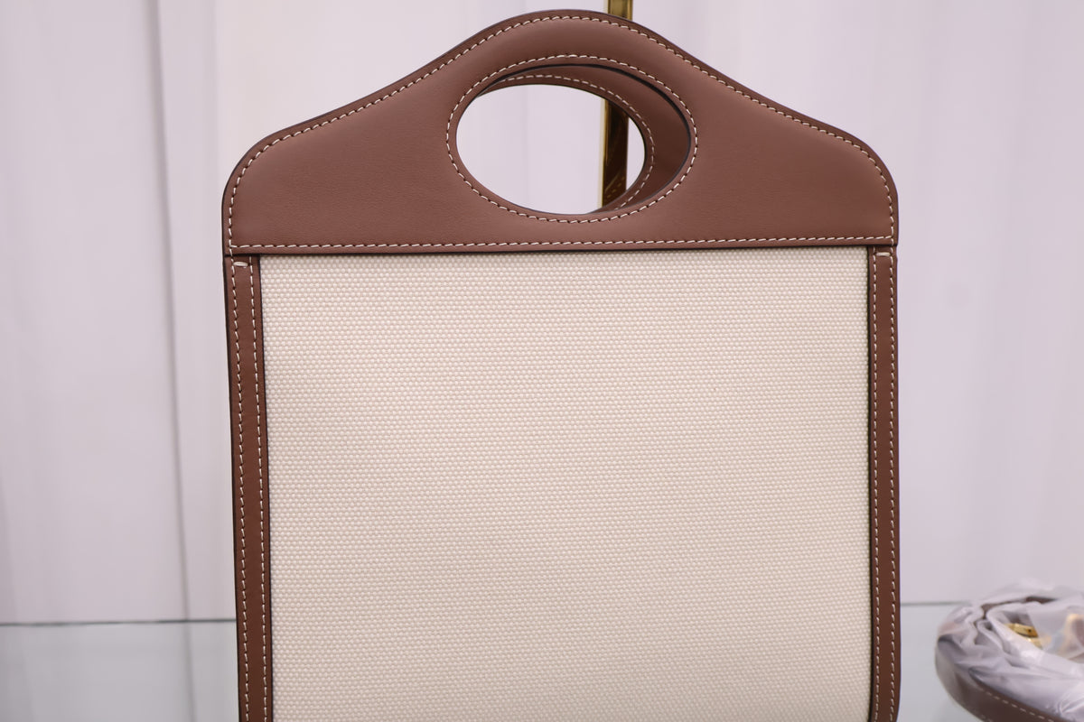 Two-tone Canvas Mini Pocket Tote Shoulder Bag 8039361