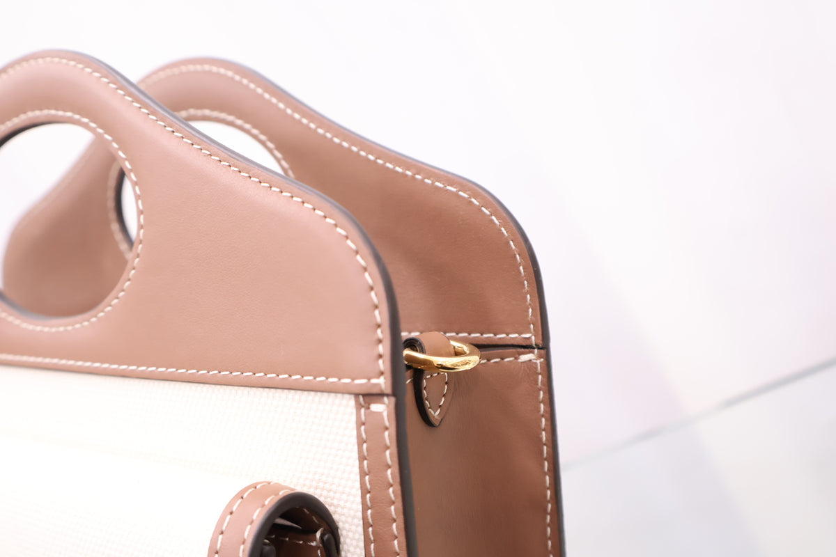 Two-tone Canvas Mini Pocket Tote Shoulder Bag 8039361
