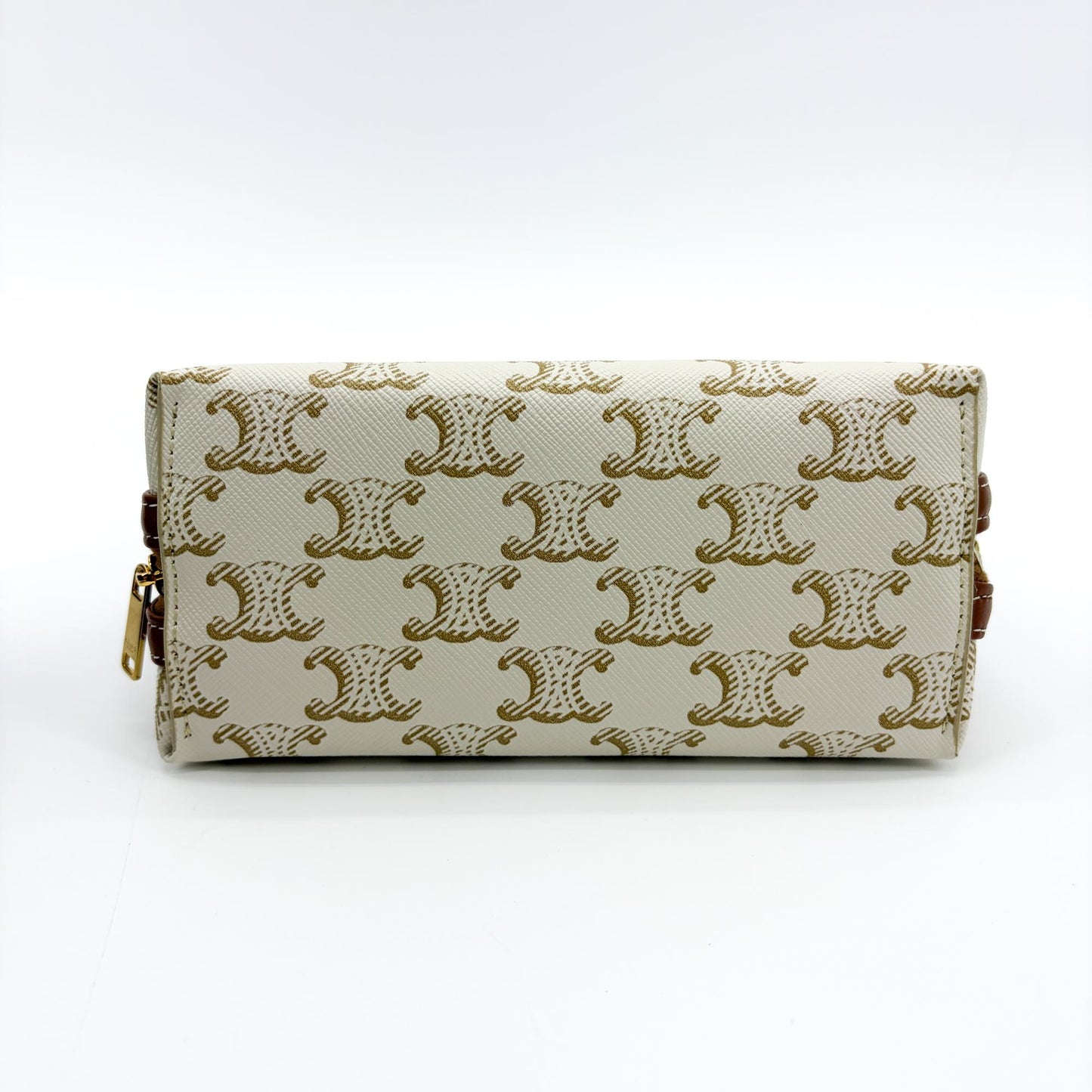 Celine Triomphe Canvas White Mini Pouch on Chain