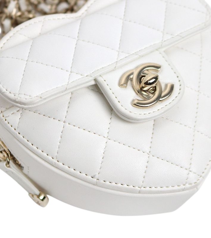 Chanel White Small Heart Crossbody Bag