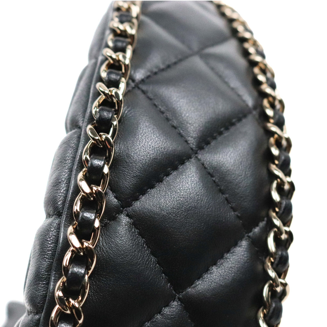 Chanel Black Lambskin Half-Moon Hobo Bag