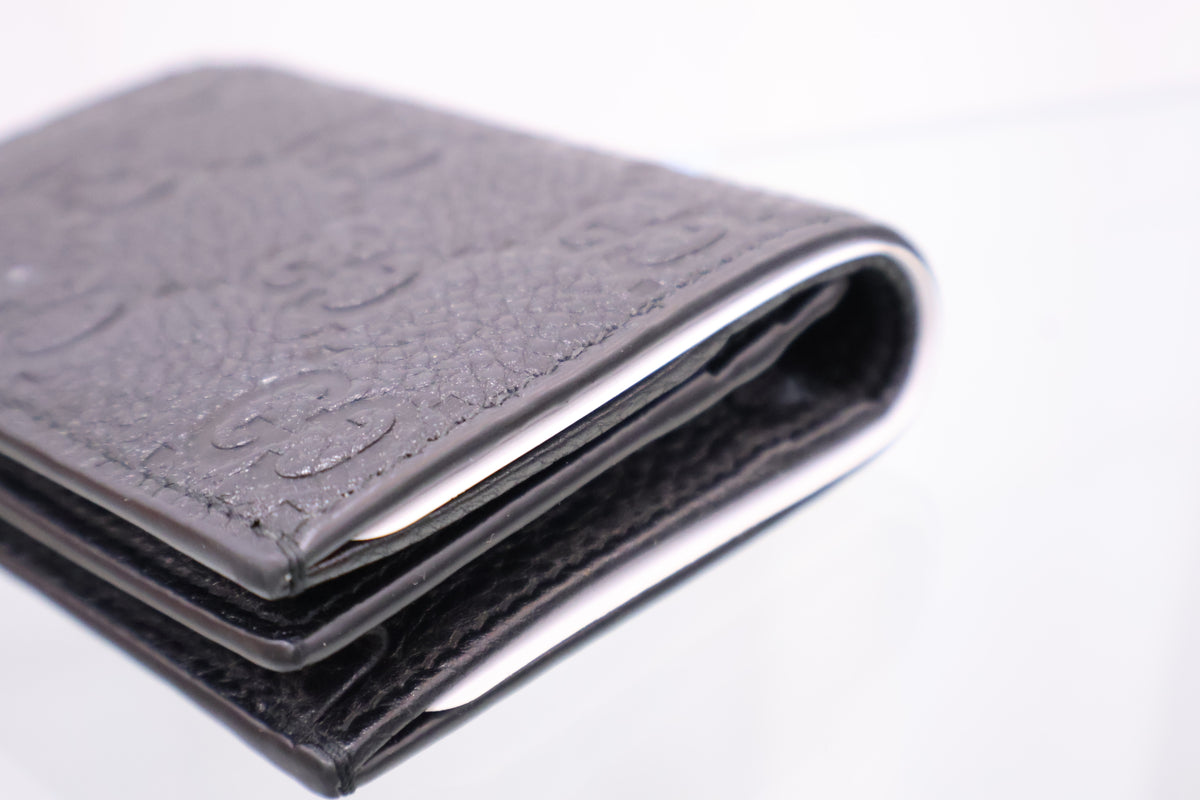 GG Emblem Mini Black Bifold Wallet 815901