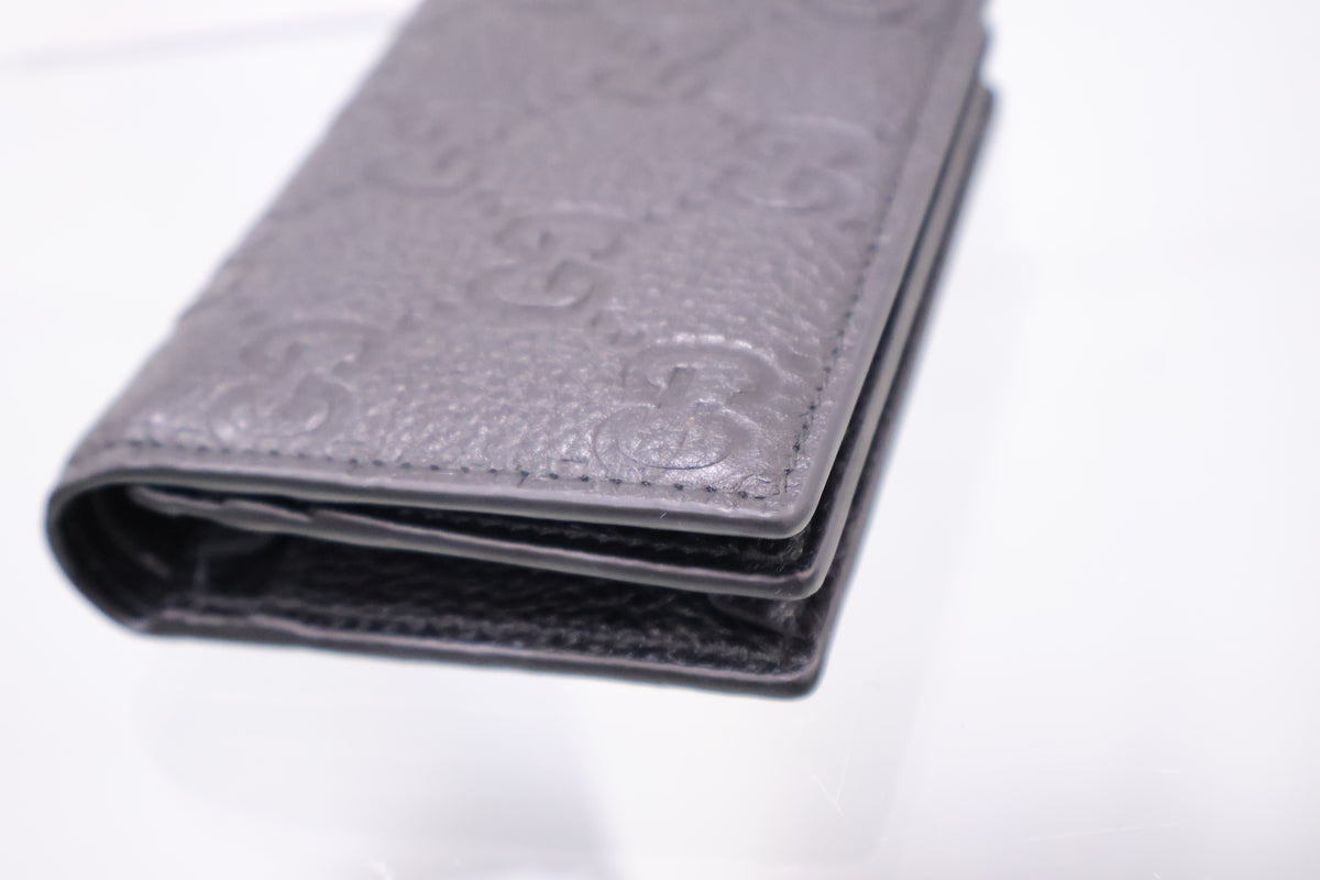 GG Emblem Mini Black Bifold Wallet 815901