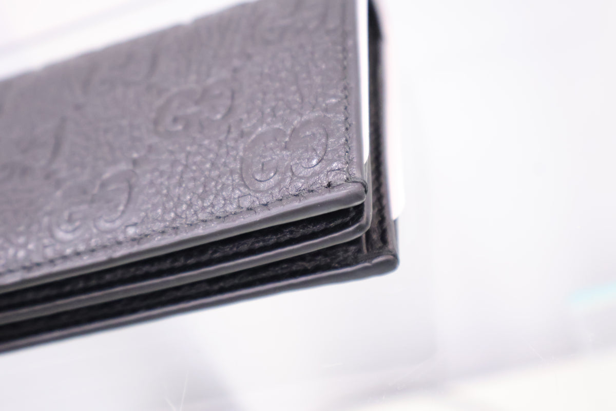 GG Emblem Mini Black Bifold Wallet 815901