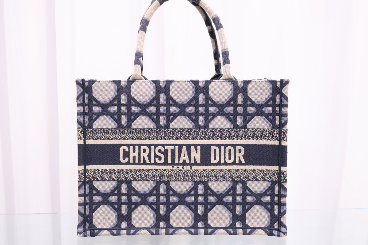 Medium Beige Blue Book Tote Bag M1296ZZAU M828