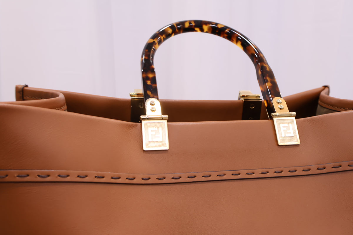 Sunshine Medium Brown Leather Shopper Tote Bag 8BH386