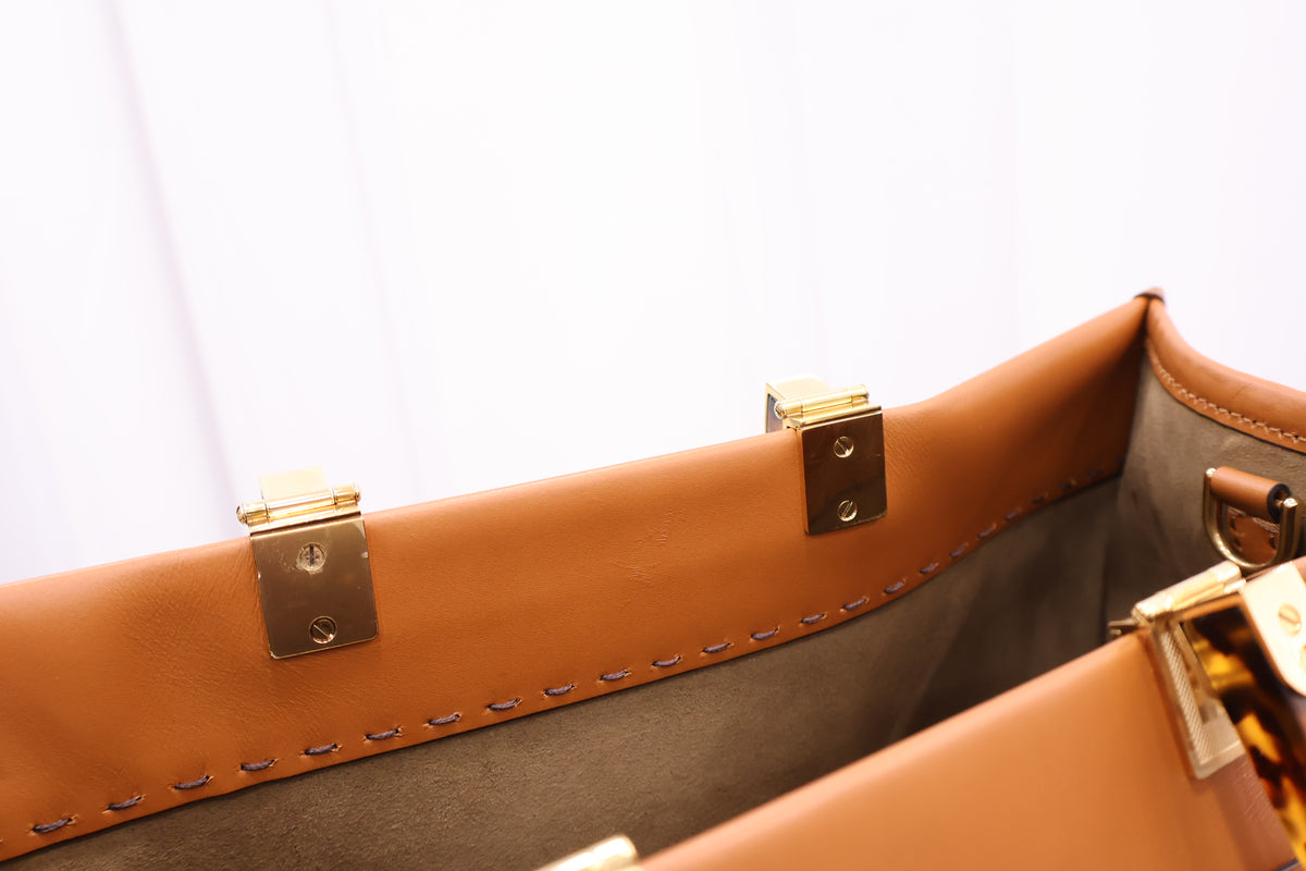 Sunshine Medium Brown Leather Shopper Tote Bag 8BH386