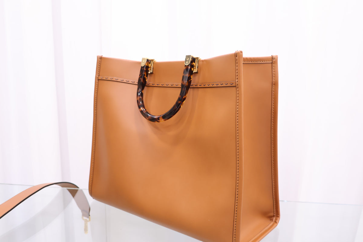 Sunshine Medium Brown Leather Shopper Tote Bag 8BH386