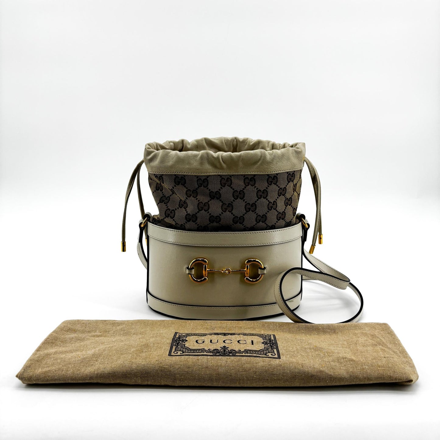 Gucci Horsebit 1955 Small Bucket Bag White