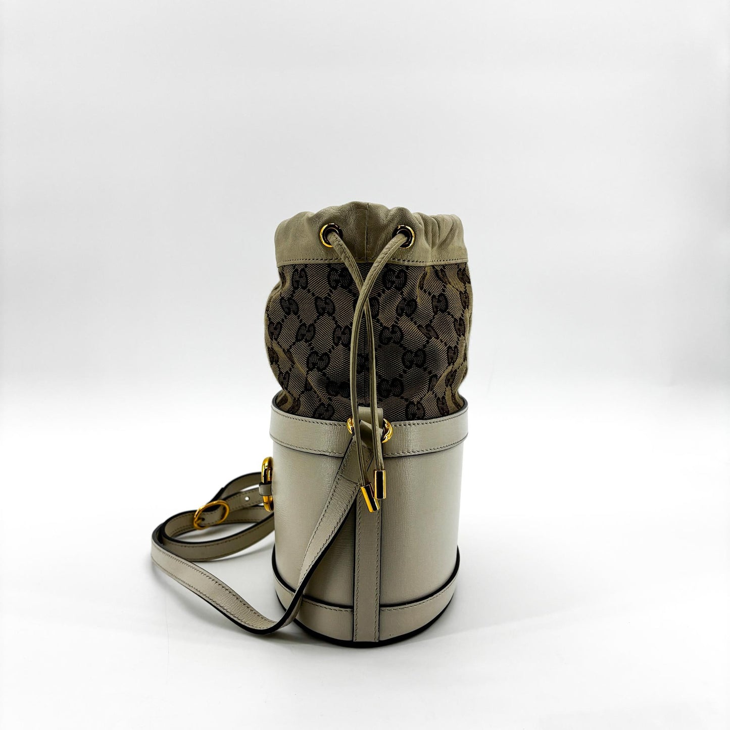 Gucci Horsebit 1955 Small Bucket Bag White