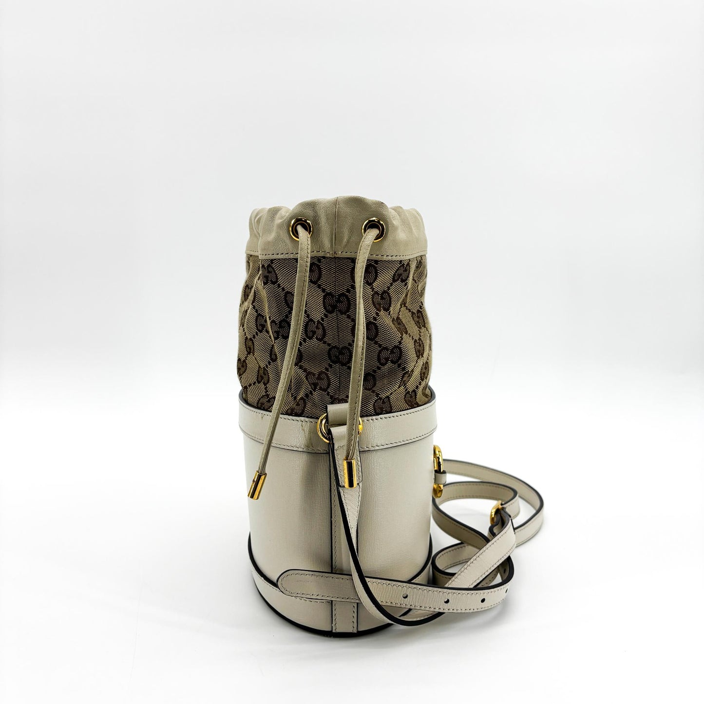 Gucci Horsebit 1955 Small Bucket Bag White