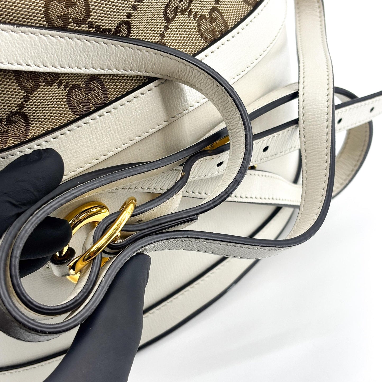 Gucci Horsebit 1955 Small Bucket Bag White