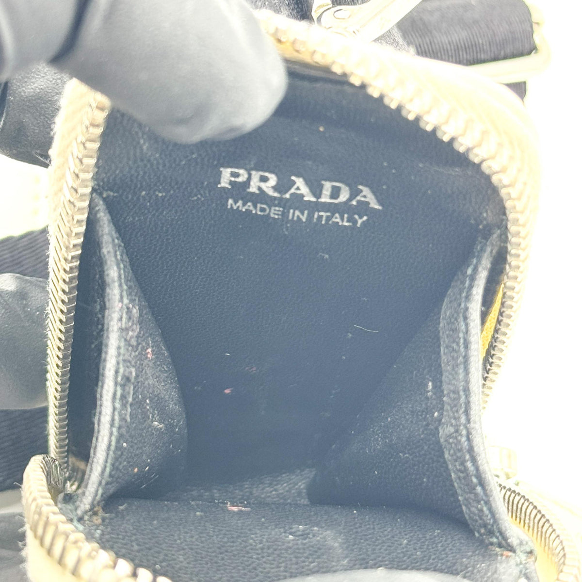 Prada Triangle Leather Crossbody Bag White