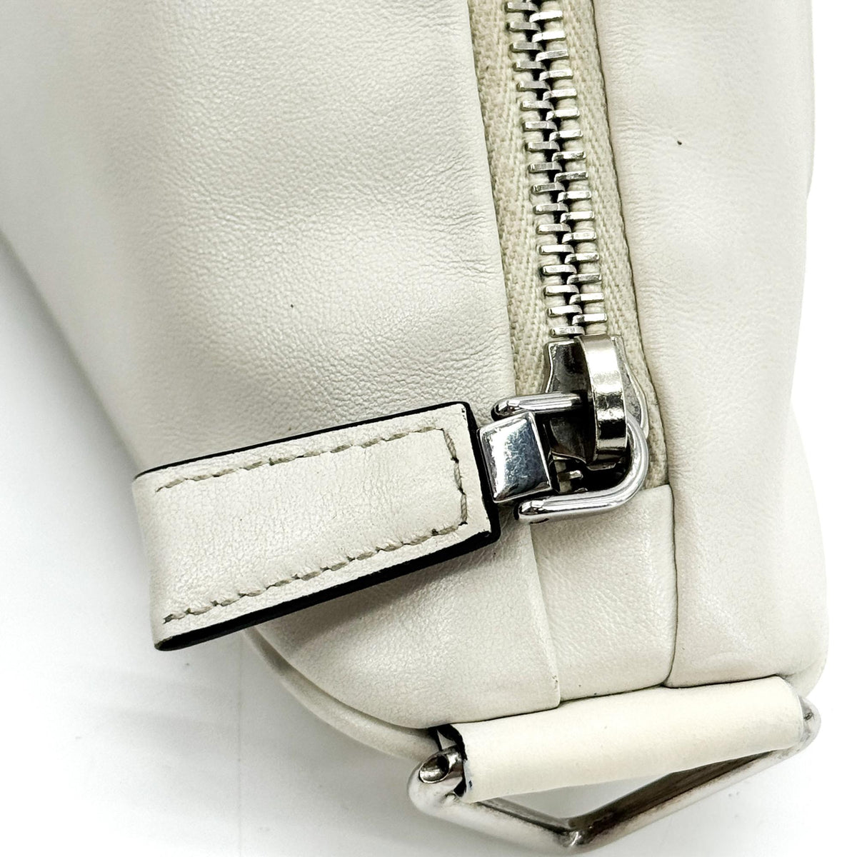 Prada Triangle Leather Crossbody Bag White