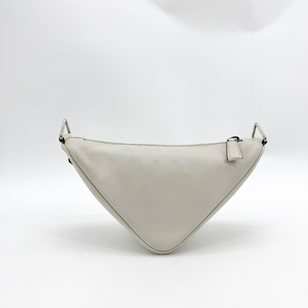 Prada Triangle Leather Crossbody Bag White
