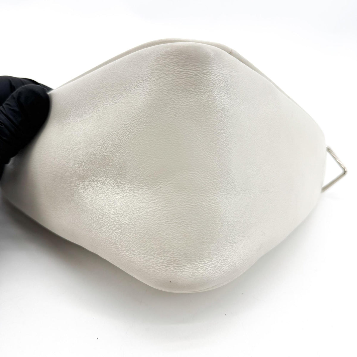 Prada Triangle Leather Crossbody Bag White