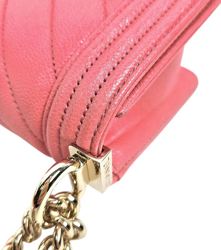 Chanel Pink Mini Chevron Caviar Boy Bag