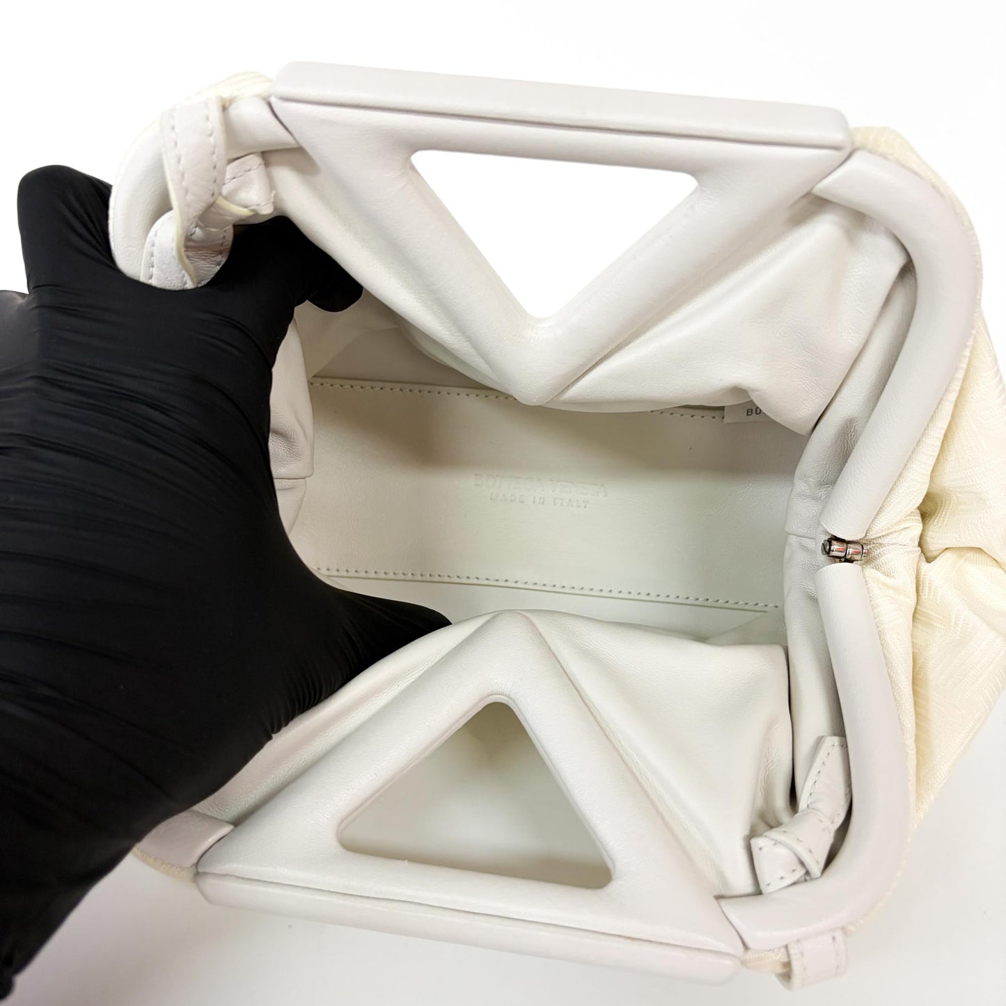Bottega Veneta Small Point Bag Intrecciato Silk Chalk